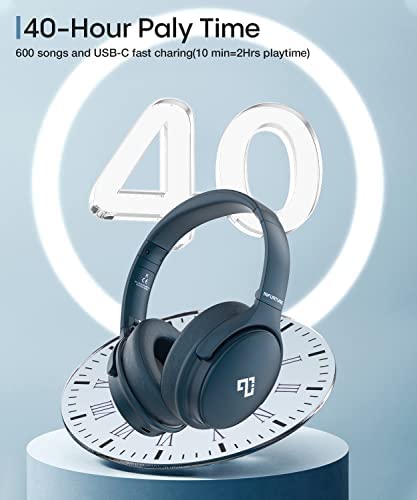 INFURTURE Active Noise Cancelling Headphones, H1 Wireless Over Ear Bluetooth Headphones, Deep Bass Headset, Low Latency, Memory Foam Ear Cups,40H Playtime, for Adults, Kids, TV, Travel, Home Office - Image 3
