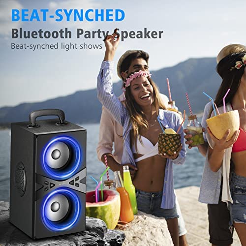 YIER Bluetooth Speakers, Wireless TWS Portable Bluetooth Speaker with Lights,100dB Loud Bluetooth Speaker with Subwoofer 80W(Peak) Stereo Sound, Bassup Technology,18-Hour Playtime for Outdoor Party - Image 4