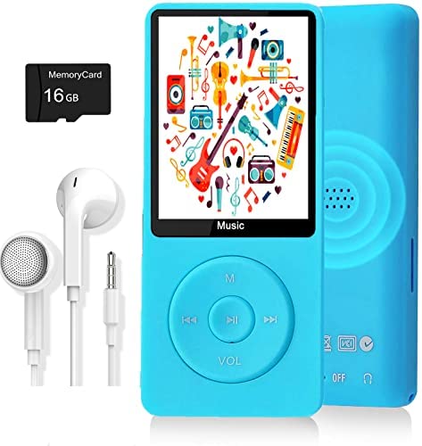 MP3 Player, Music Player with 16GB Micro SD Card, Build-in Speaker/Photo/Video Play/FM Radio/Voice Recorder/E-Book Reader, Supports up to 128GB
