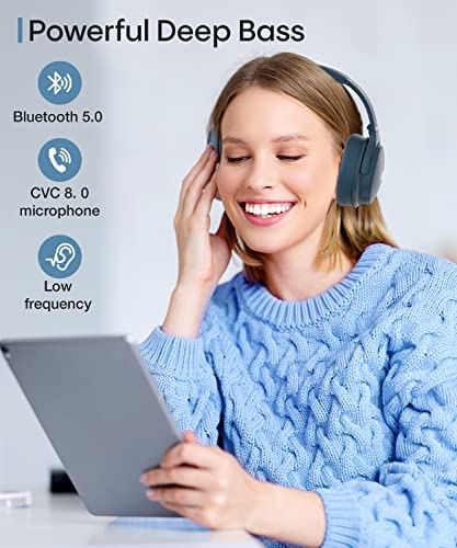 INFURTURE Active Noise Cancelling Headphones, H1 Wireless Over Ear Bluetooth Headphones, Deep Bass Headset, Low Latency, Memory Foam Ear Cups,40H Playtime, for Adults, Kids, TV, Travel, Home Office - Image 4