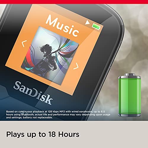 SanDisk 32GB Clip Sport Plus MP3 Player, Black - Bluetooth, LCD Screen, FM Radio - SDMX32-032G-G46K - Image 3